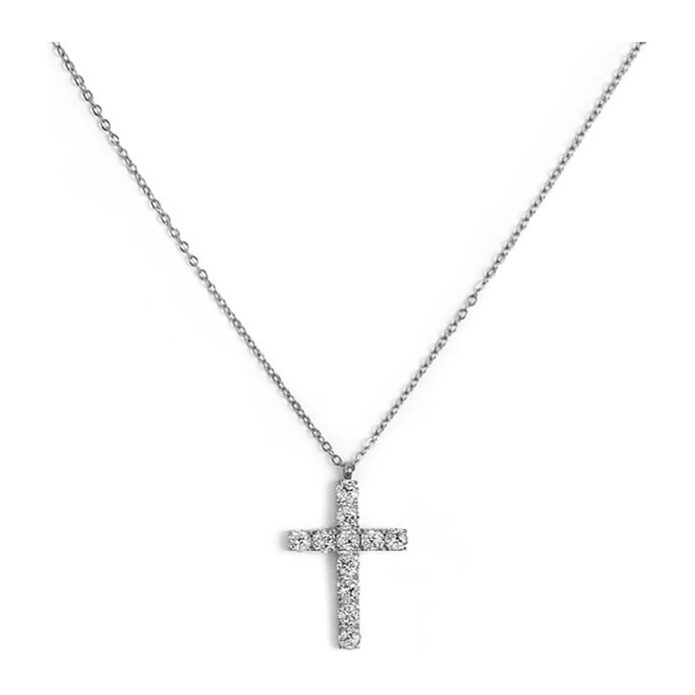 Girocollo Marlù maglia rolò pendente croce 17x26mm