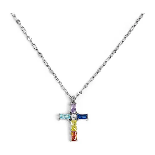 Girocollo Marlù maglia rolò pendente croce 14x23mm