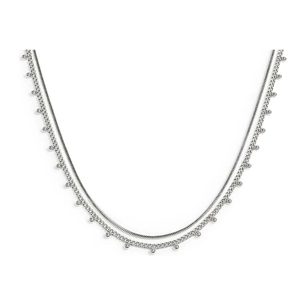 Collier Marlù double snake e grumetta con sfere