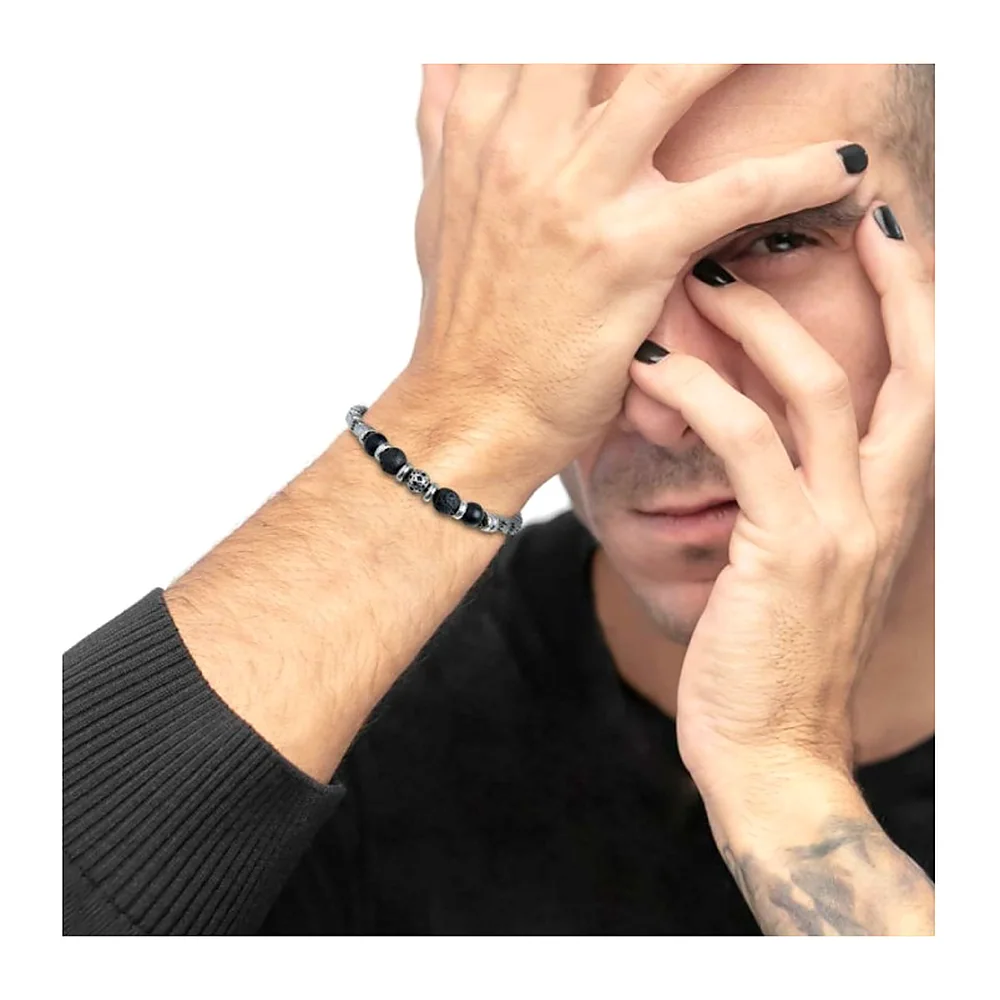 Bracciale Marlù maglia box con trama e pietre — foto 2