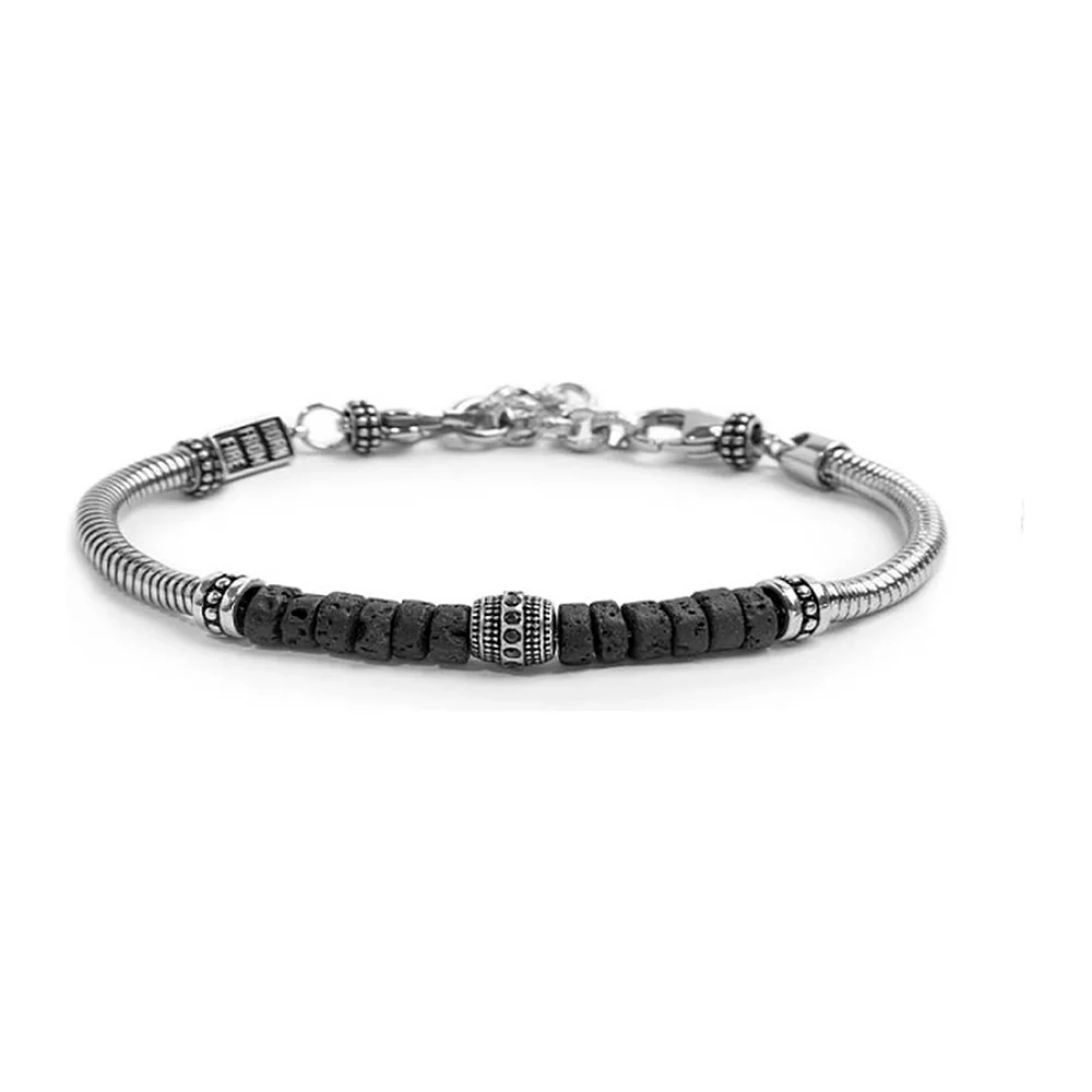 Bracciale Marlù maglia snake tonda e rondelle pietra