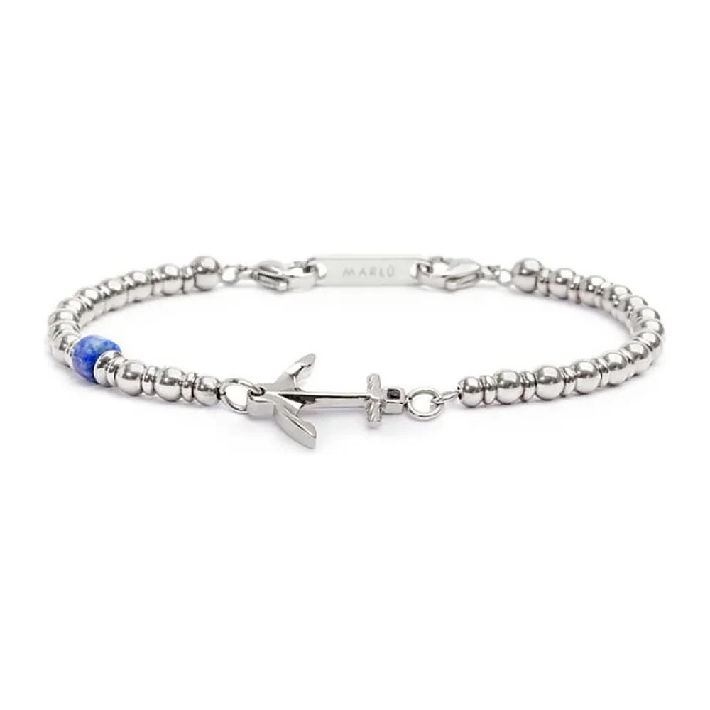 Bracciale Marlù ancora con ematite acciaio e rondella sodalite
