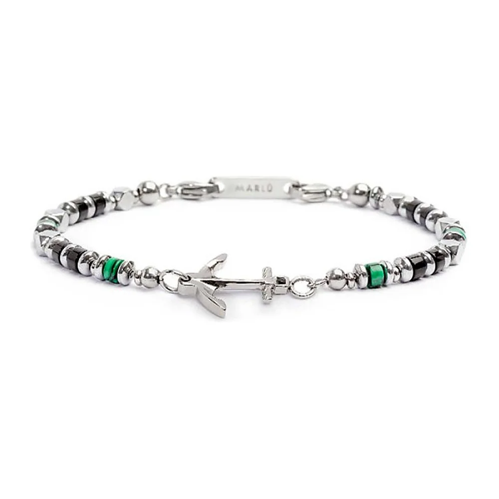 Bracciale Marlù ancora con malachite e onice nera