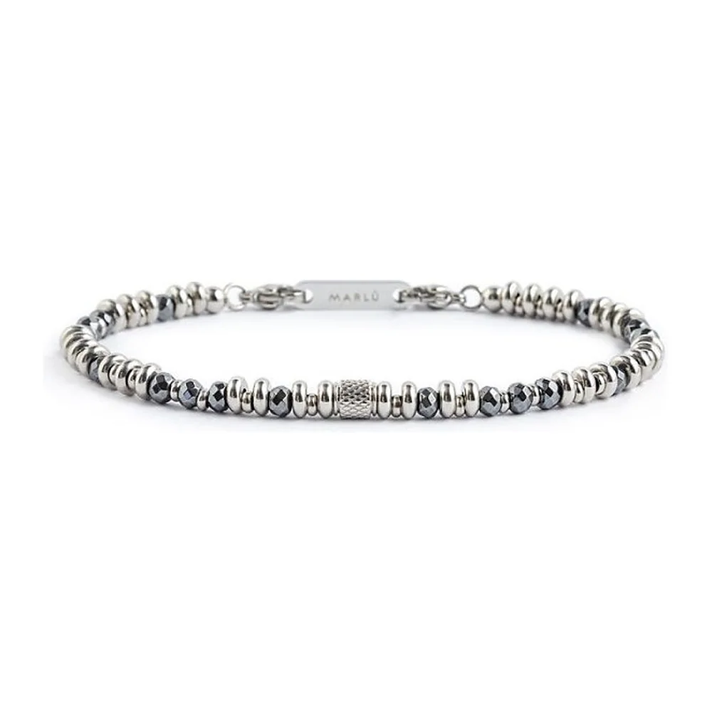 Bracciale Marlù con ematiti 3mm e cilindro centrale