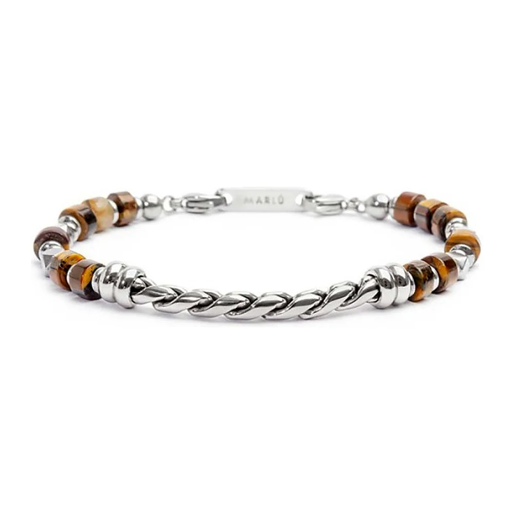 Bracciale Marlù maglia twisted con rondelle occhio di tigre