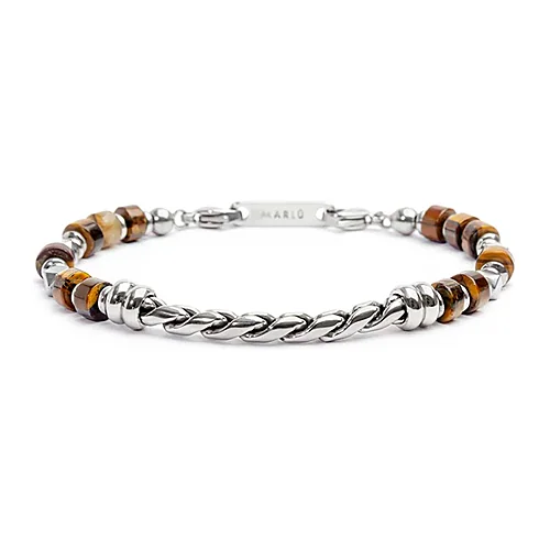 Bracciale Marlù maglia twisted con rondelle occhio di tigre