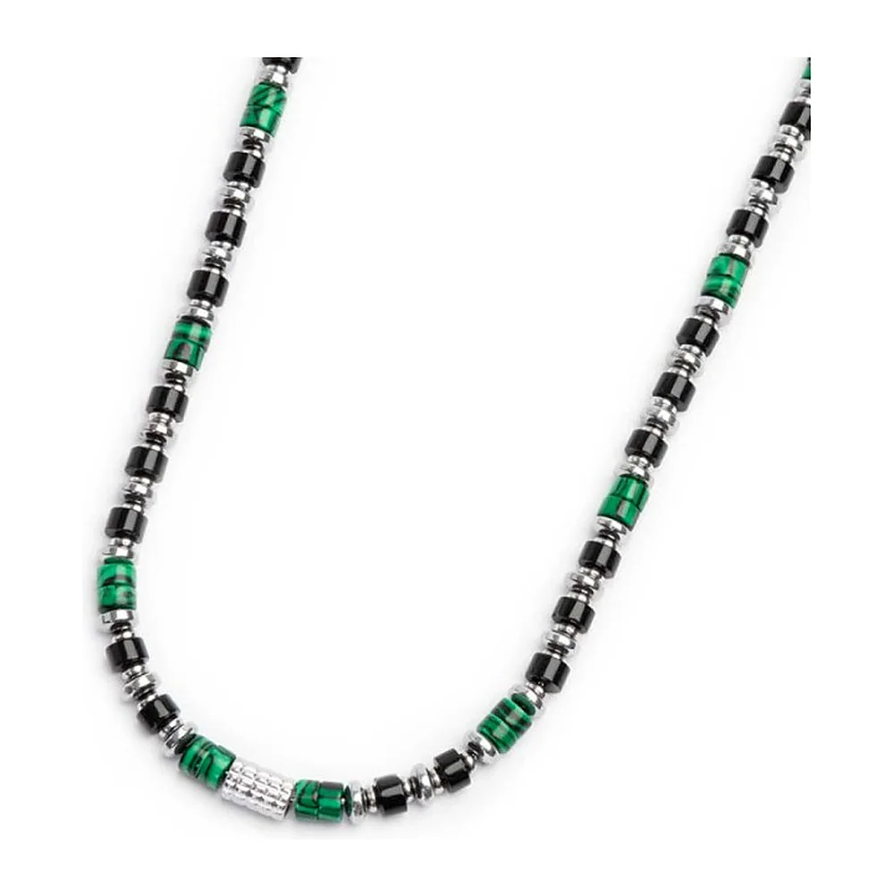 Collana Marlù con rondelle malachite onice nera ed ematite
