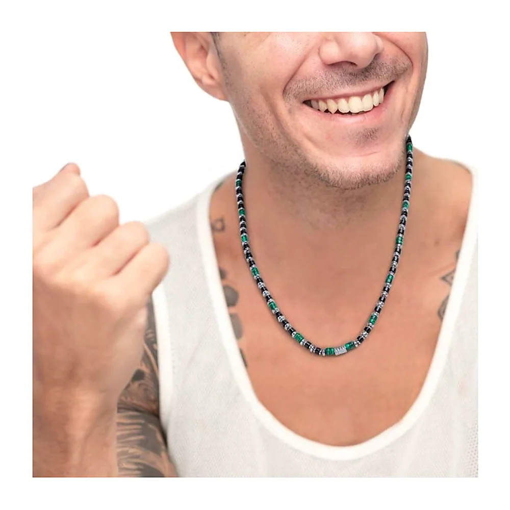 Collana Marlù con rondelle malachite onice nera ed ematite — foto 4