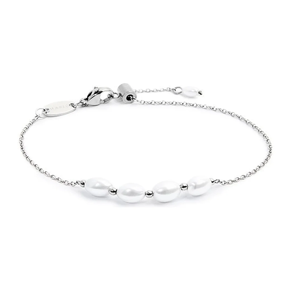 Bracciale Marlù maglia cross con perle ovali