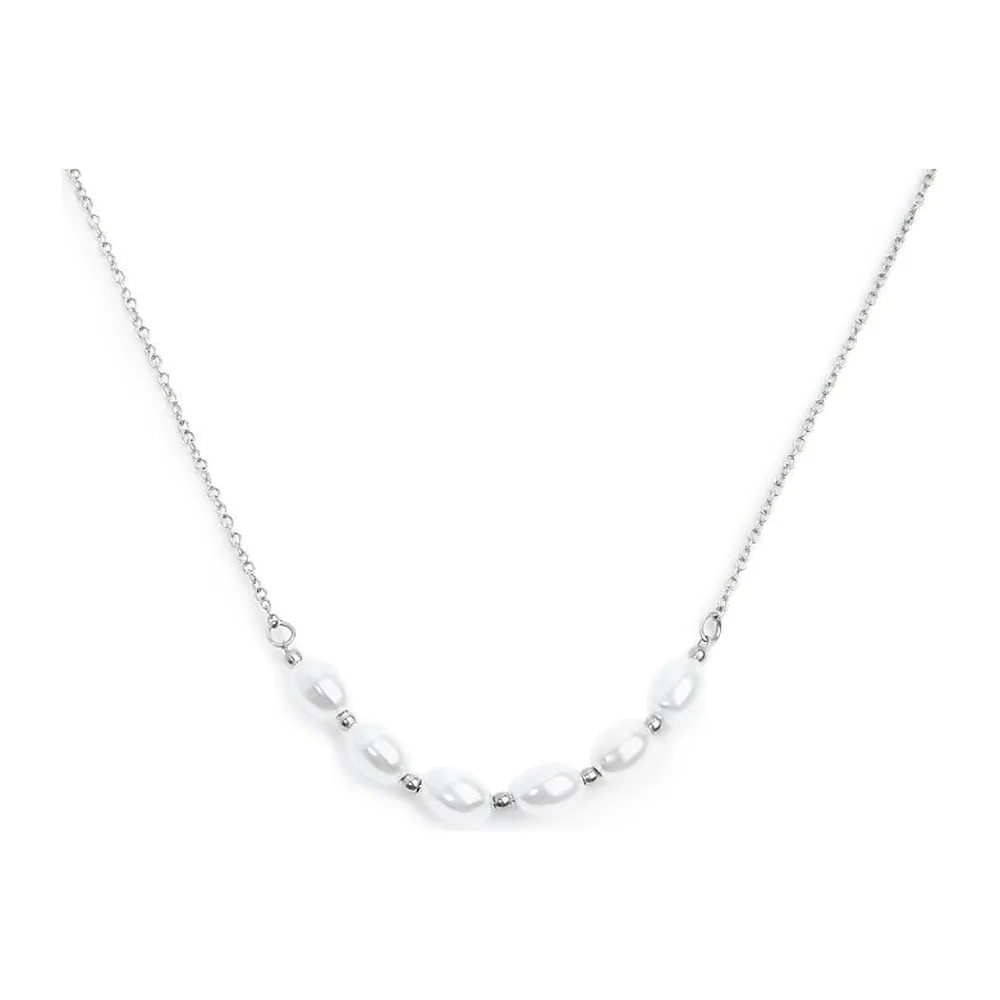 Collier Marlù maglia cross con perle ovali