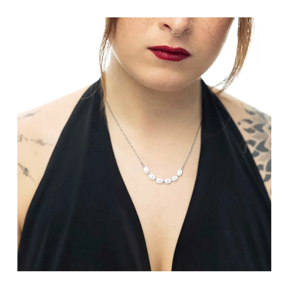 Collier Marlù maglia cross con perle ovali — foto 2