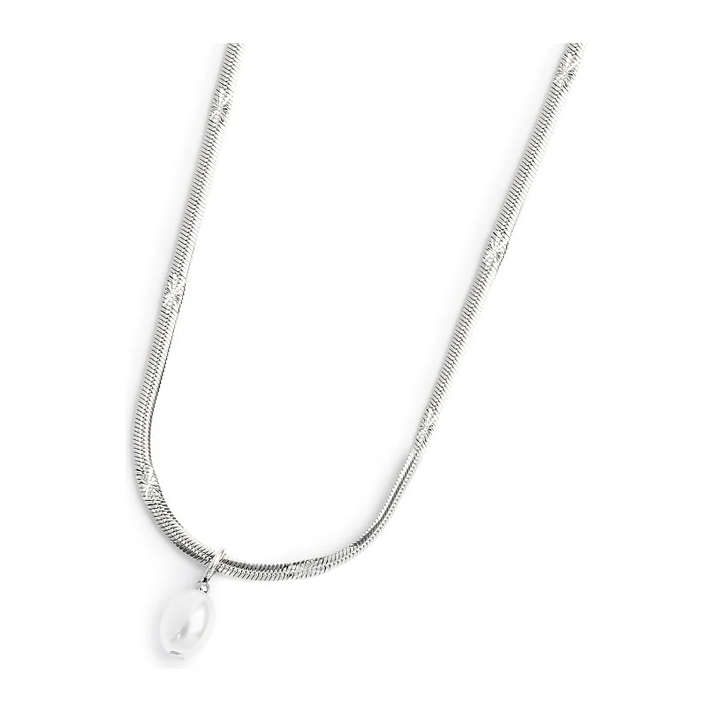 Girocollo Marlù maglia snake con perla ovale