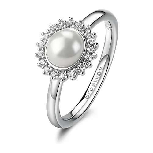 Anello Fancy zirconi e perla bottone