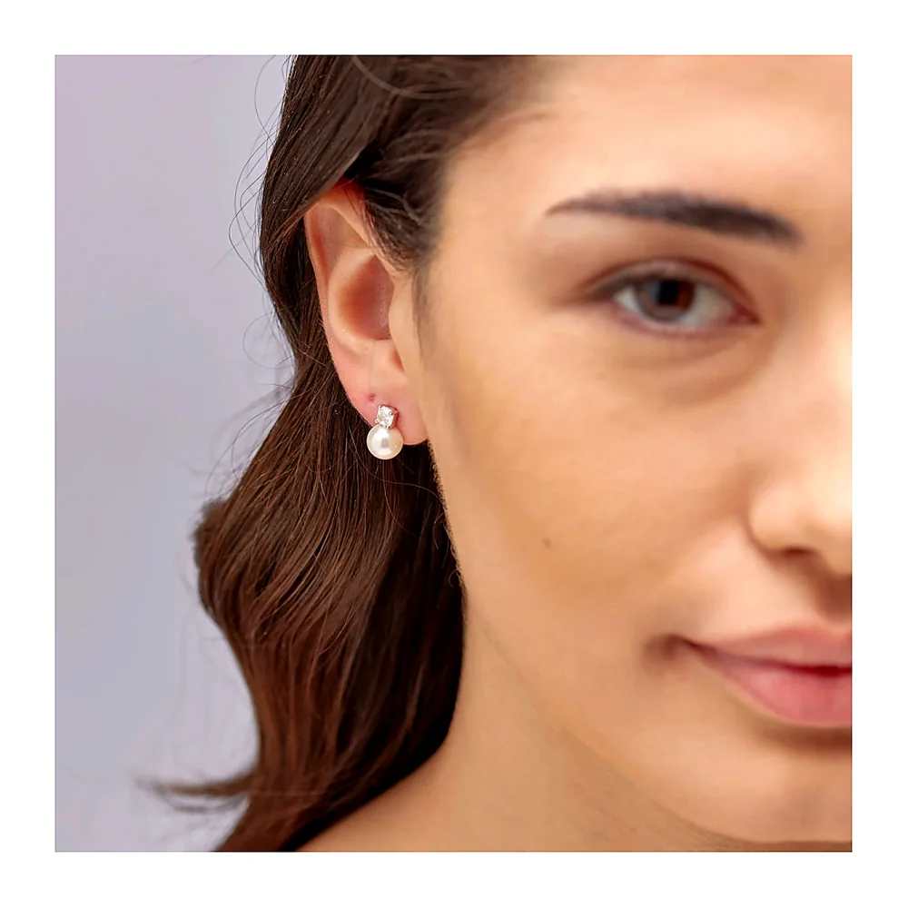 Orecchini Fancy lobo zirconi e perle — foto 3