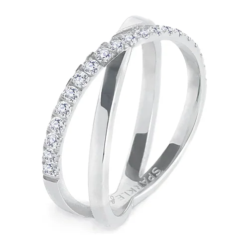 Anello Marlù fascia incrociata zirconi