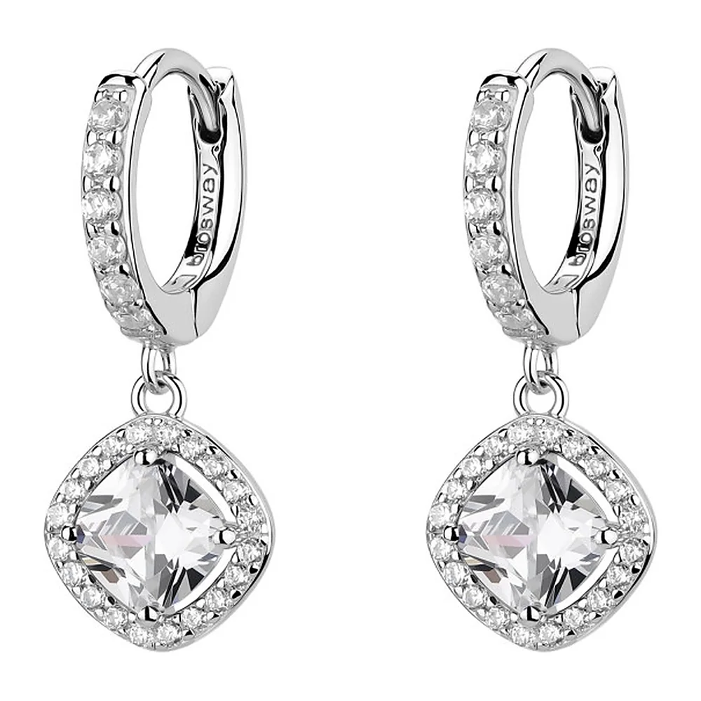 Orecchini Fancy cerchio pendente zirconi cushion
