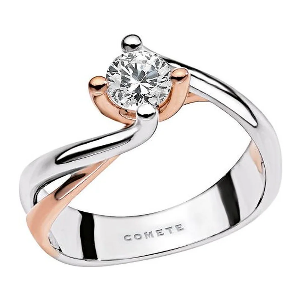 Anello Comete solitario Bicolore ct 0,15 ANB 1852