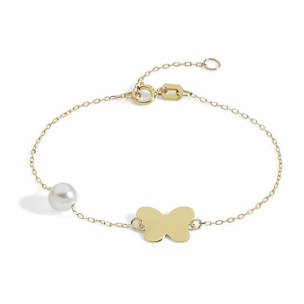 Bracciale Ambrosia maglia rolò con perla e farfalla