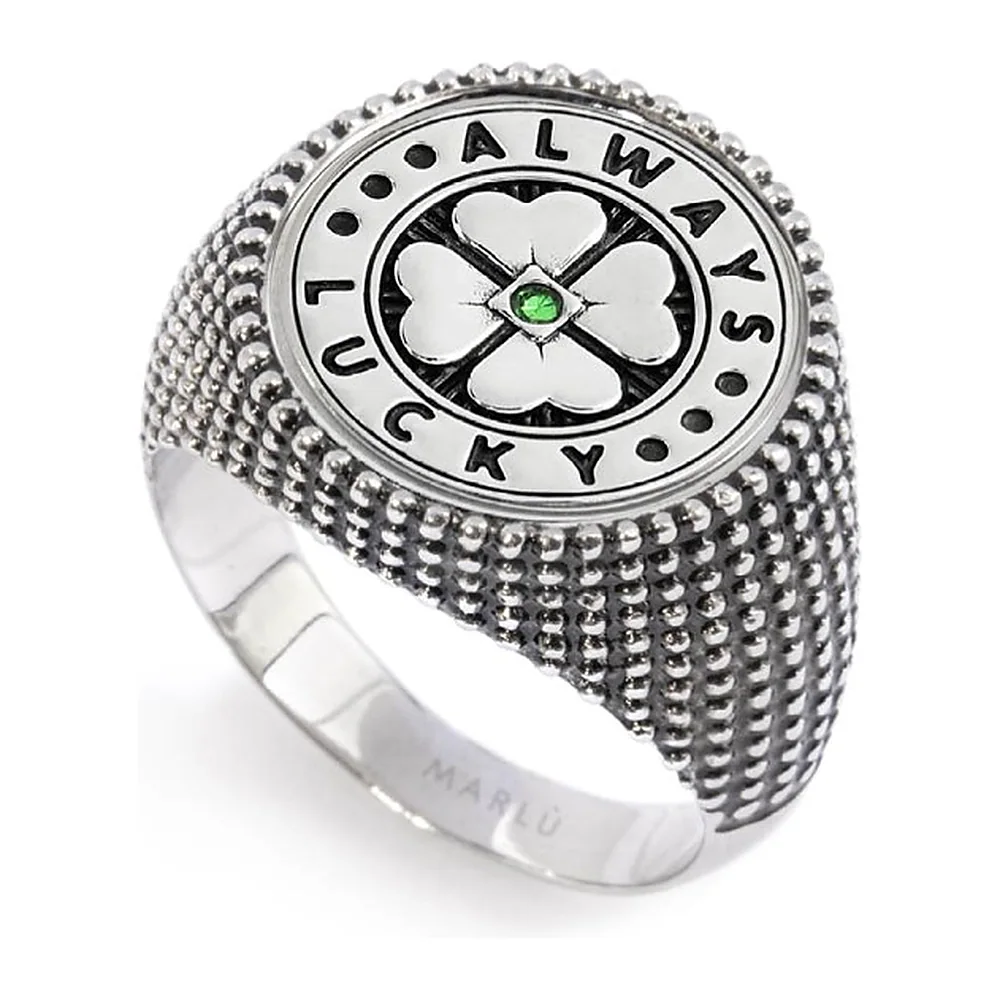 Piastrina tonda Marlù symbols quadrifoglio zircone — foto 3