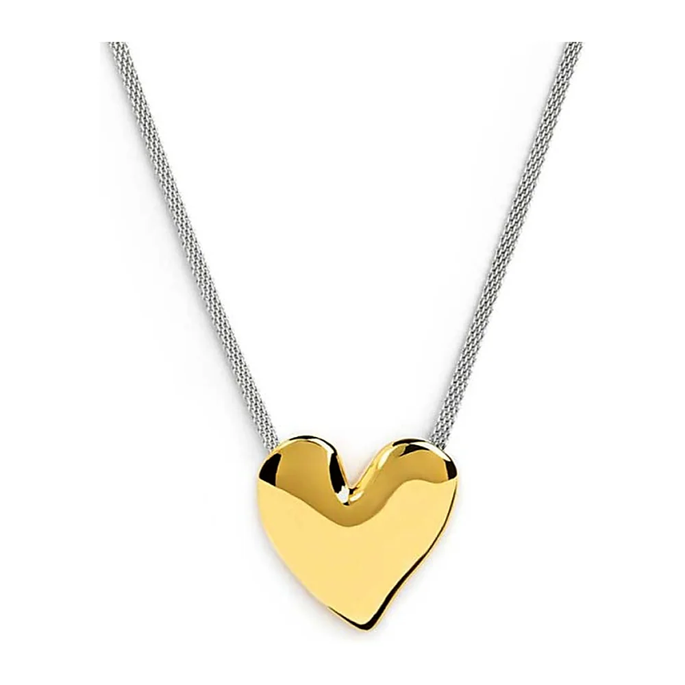 Collier Marlù maglia mesh cuore irregolare martellato