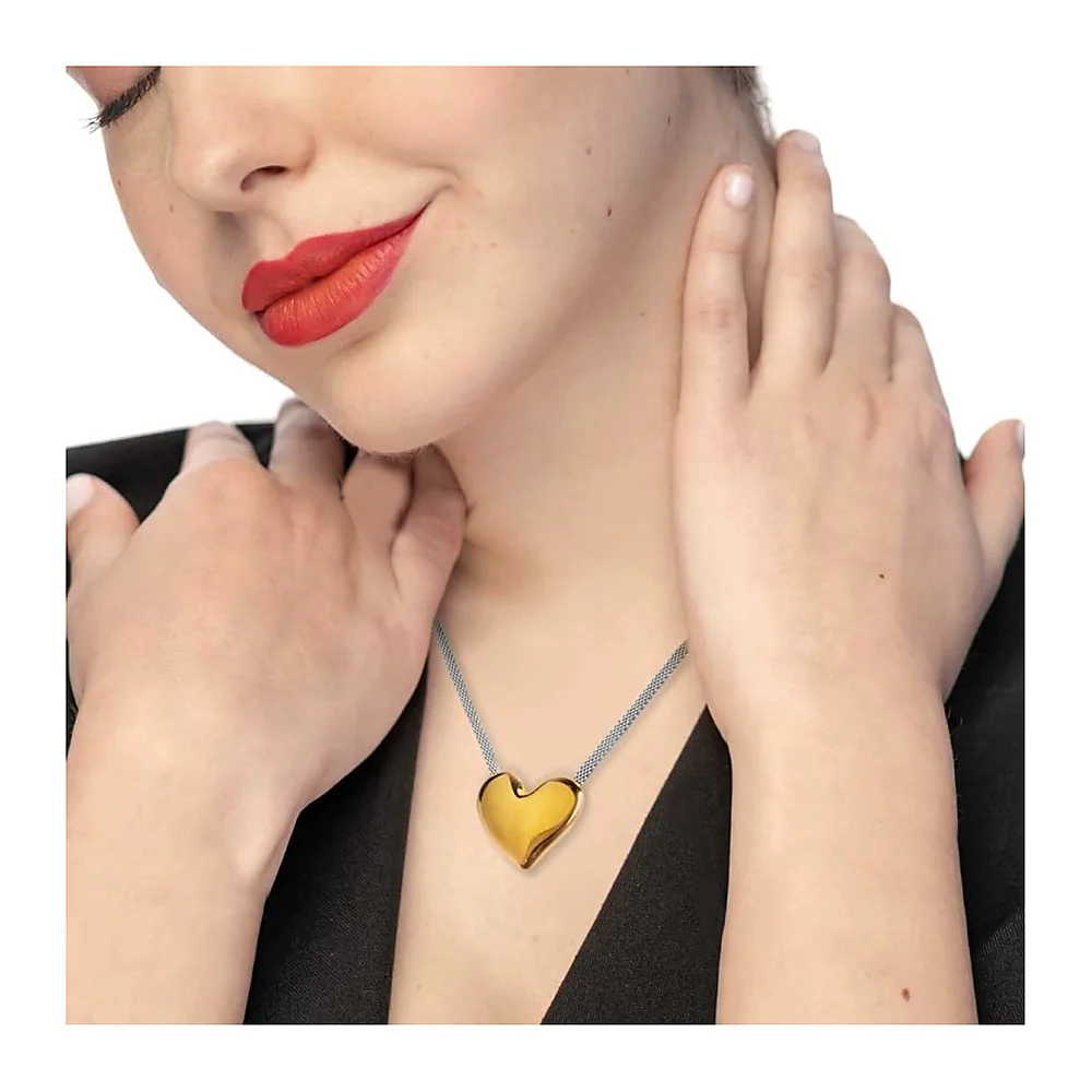 Collier Marlù maglia mesh cuore irregolare martellato — foto 2