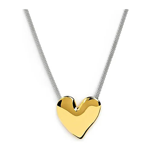 Collier Marlù maglia mesh cuore irregolare martellato