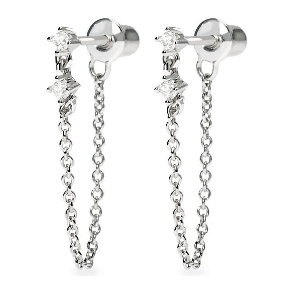 Orecchini Mabina My Diamond pendenti catenella 0,10