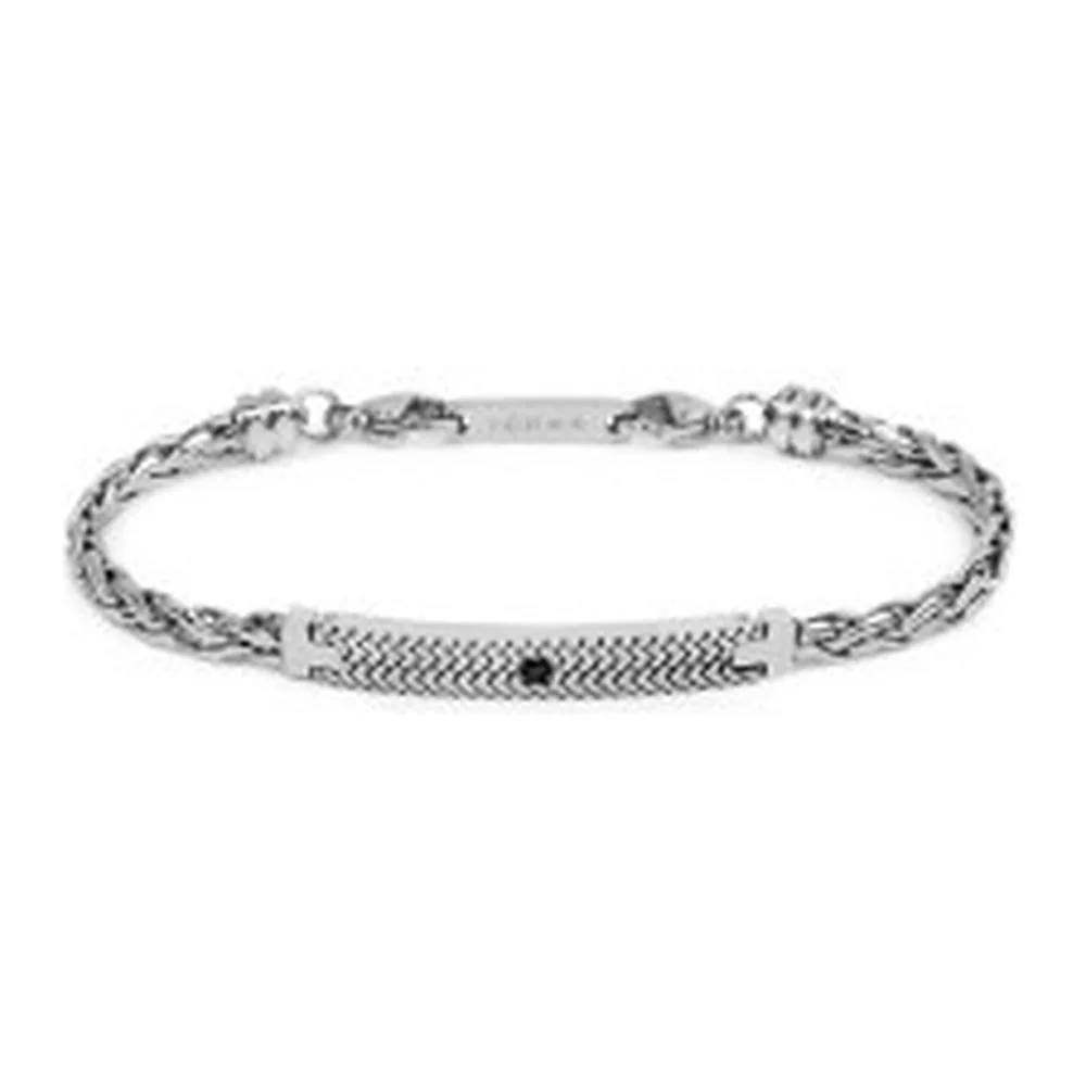 Bracciale Marlù maglia sonaglio piatta zircone centrale e targa