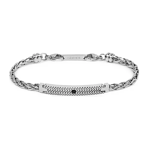 Bracciale Marlù maglia sonaglio piatta zircone centrale e targa