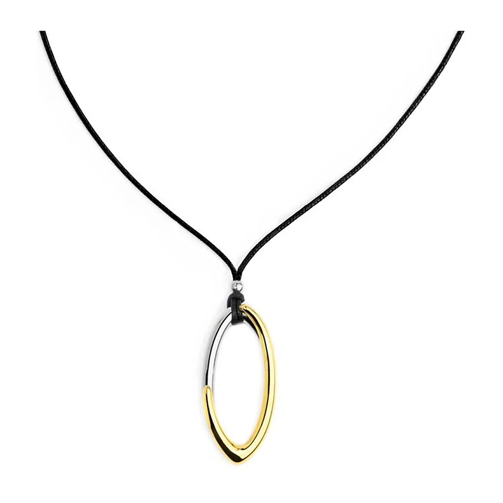 Collana Marlù cordino con anello ovale bicolore
