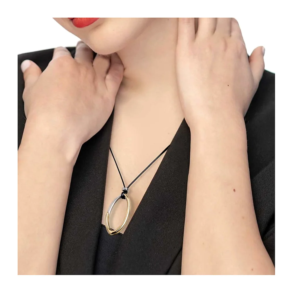 Collana Marlù cordino con anello ovale bicolore — foto 3