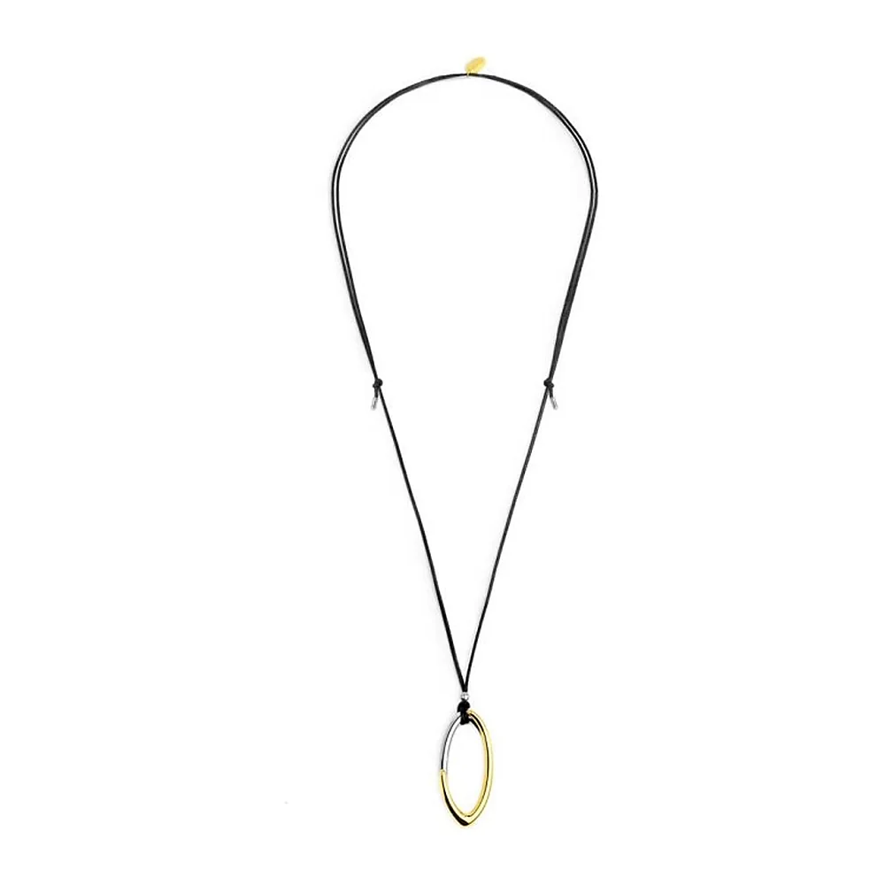 Collana Marlù cordino con anello ovale bicolore — foto 4