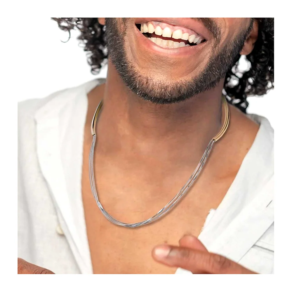 Collier Marlù maglia snake multifio e tubini laterali — foto 3