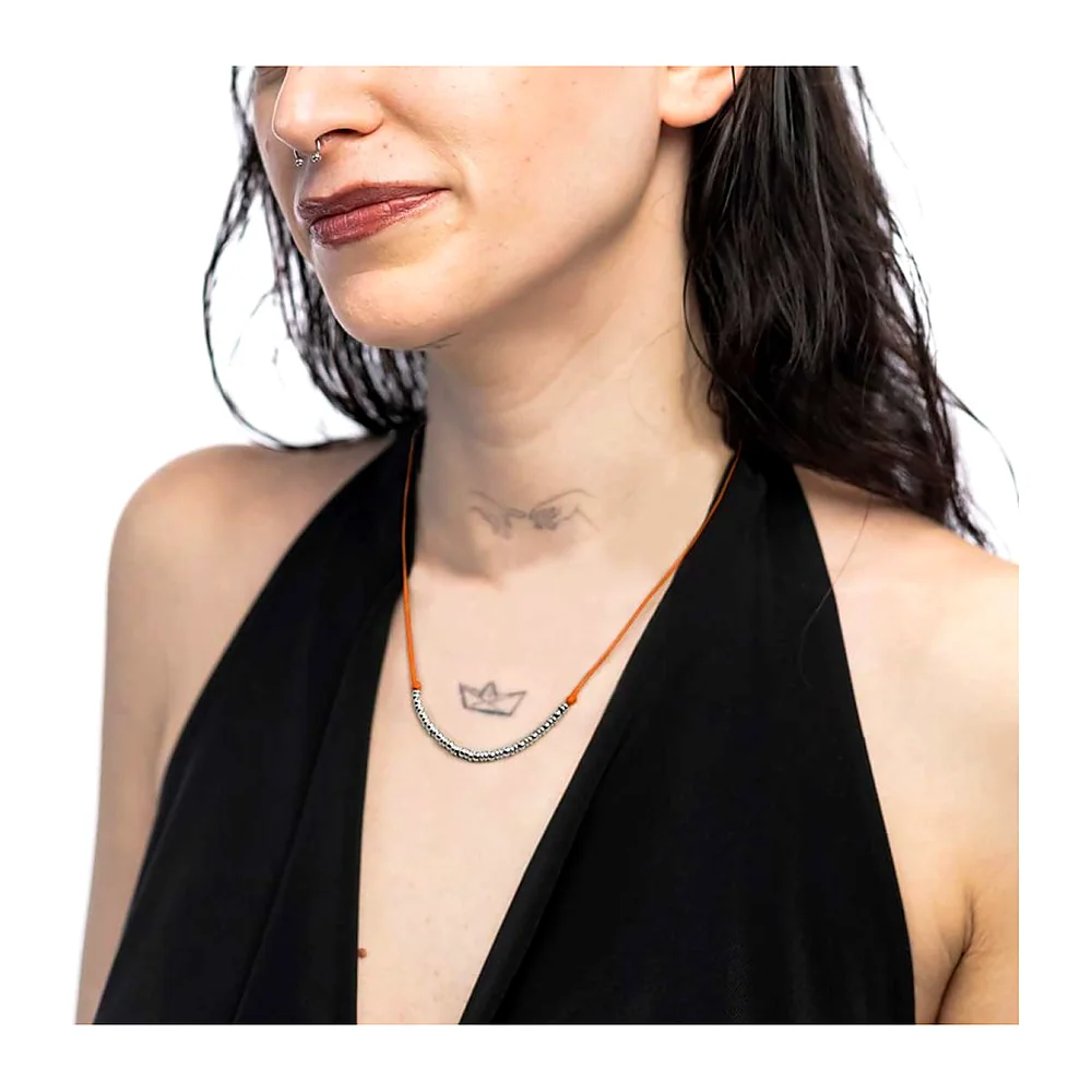 Collier Marlù cordino con elementi acciaio e zircone — foto 2