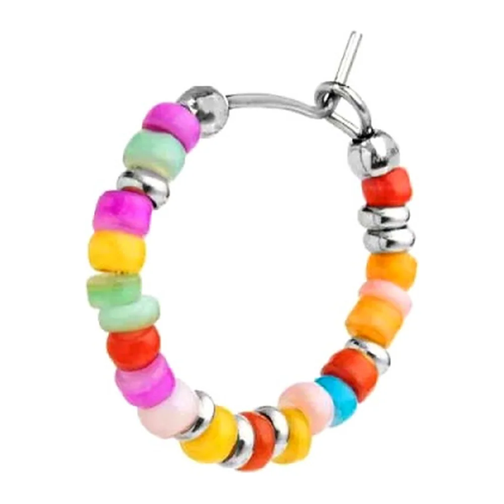 Orecchino Marlù cerchio 23mm con perline plastica colorate