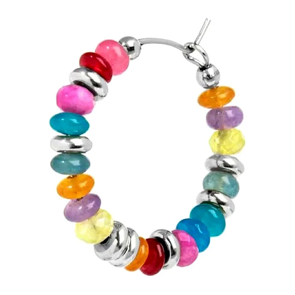 Orecchino Marlù cerchio 24mm con perline plastica colorate