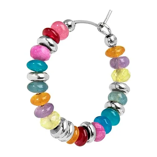 Orecchino Marlù cerchio 24mm con perline plastica colorate