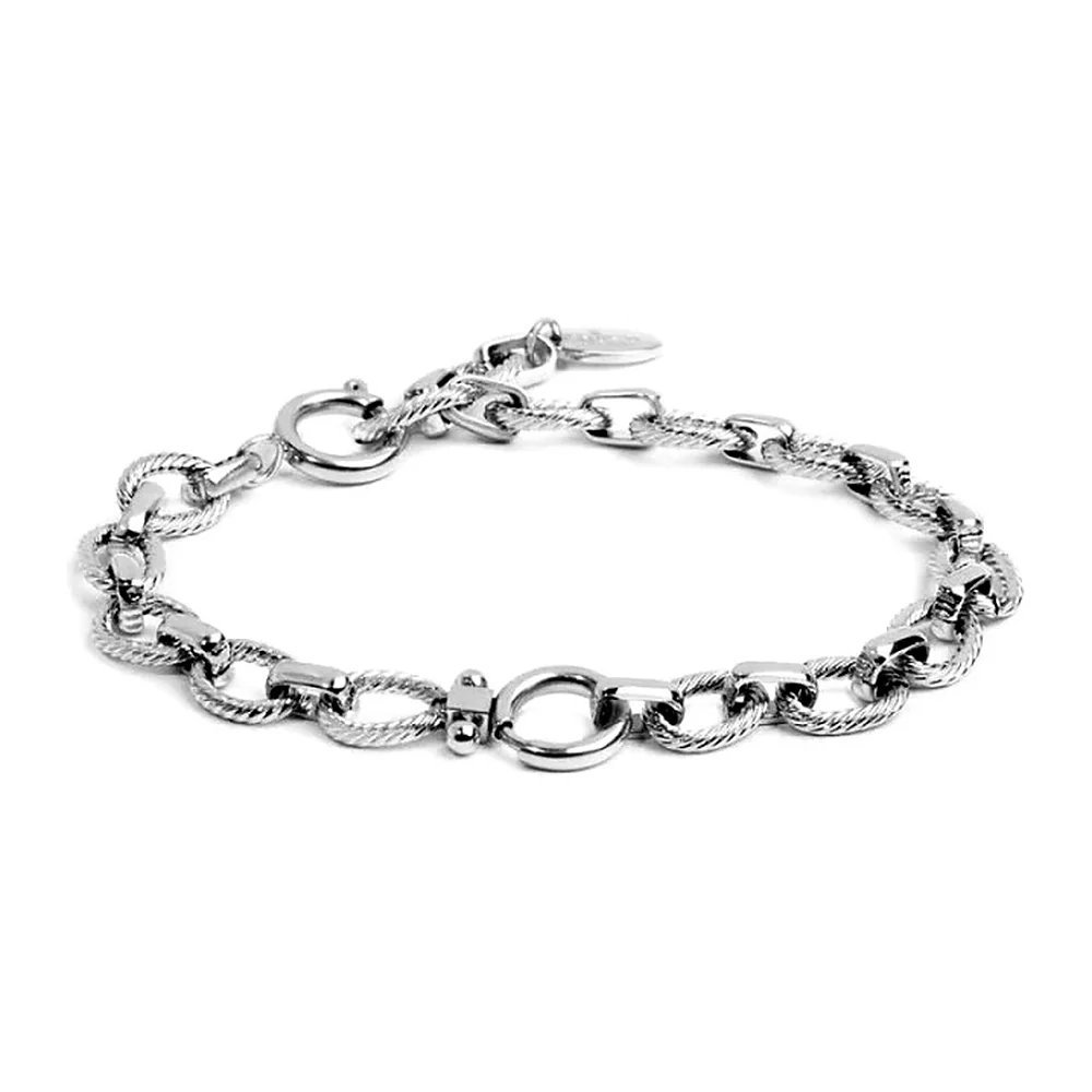Bracciale Marlù maglia ovali texture e moschettone anello