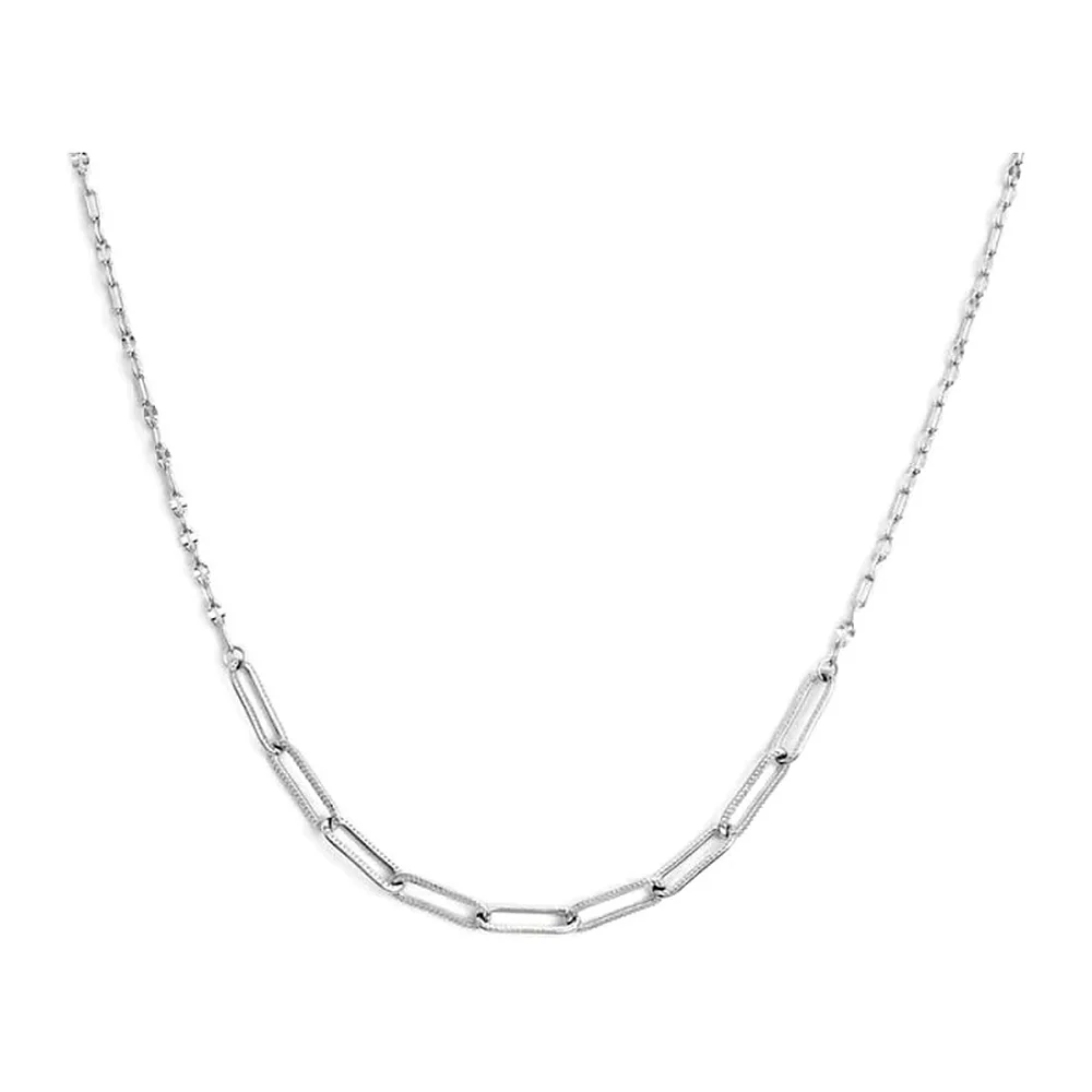 Collana Marlù 50cm maglia lip cable e centrale catena cable con texture