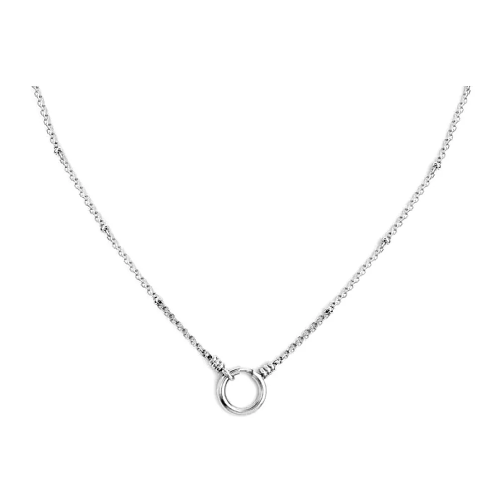 Collana Marlù 45cm maglia mesh sfere al centro e moschettone anello