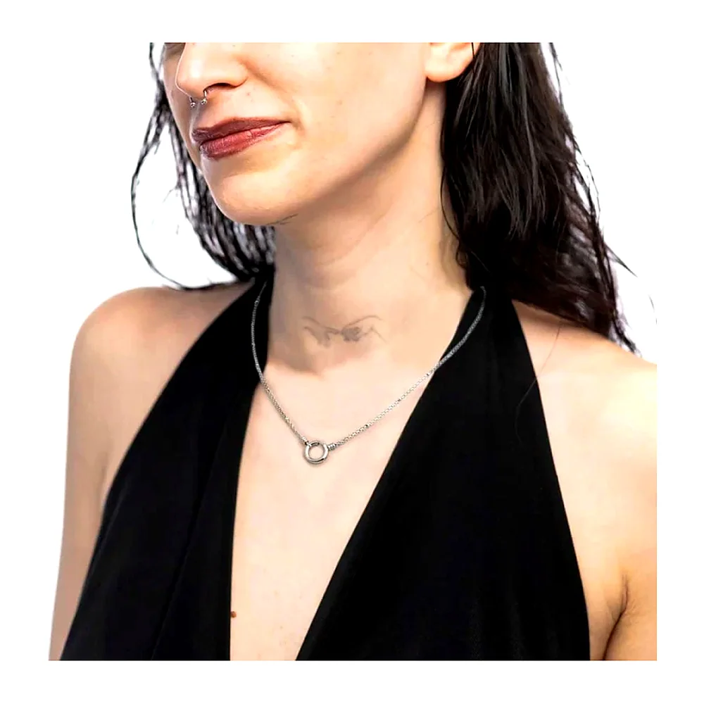 Collana Marlù 45cm maglia mesh sfere al centro e moschettone anello — foto 2