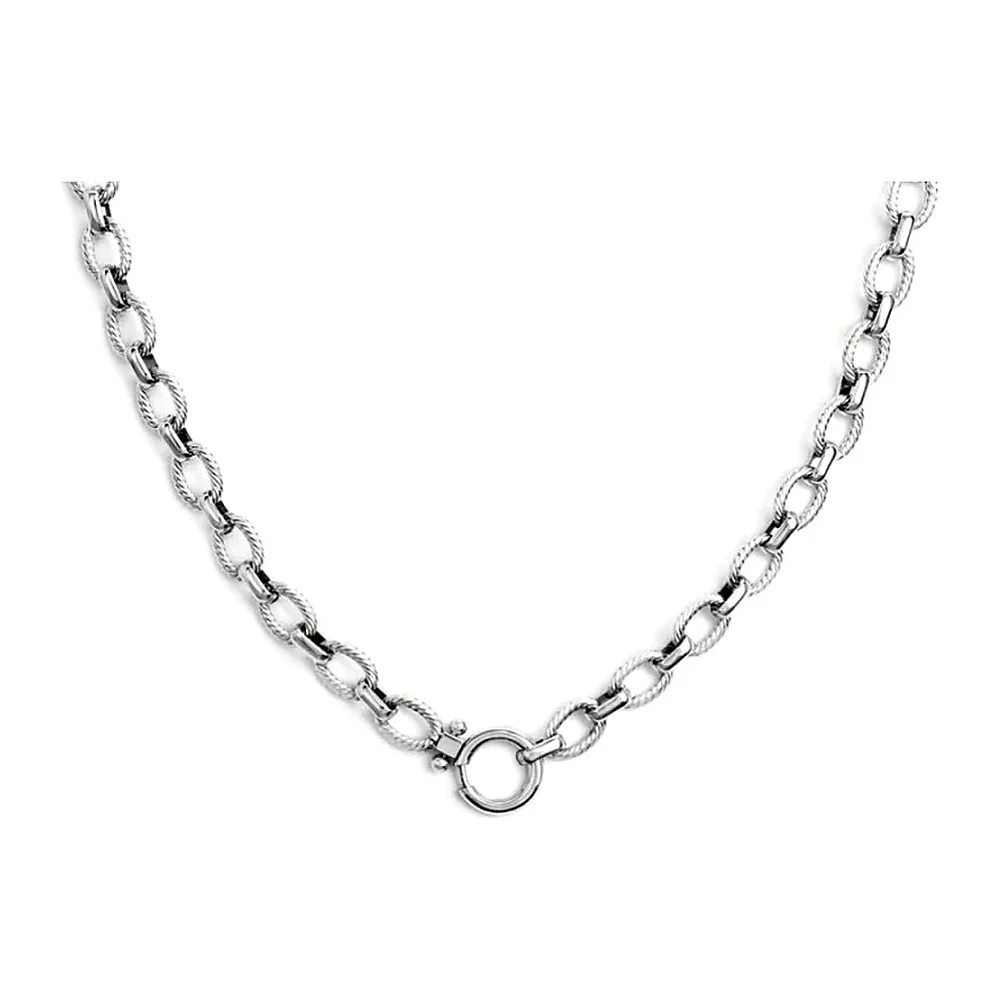 Collana Marlù 50cm maglia ovali texture e moschettone anello