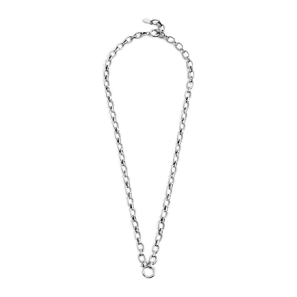 Collana Marlù 50cm maglia ovali texture e moschettone anello — foto 3