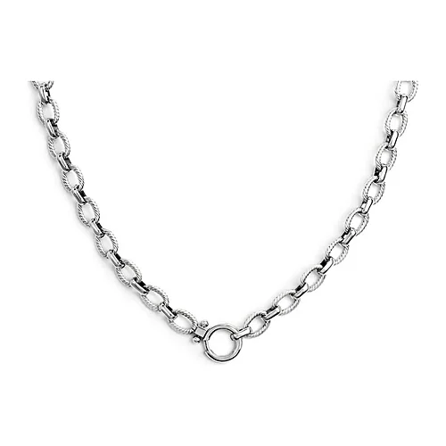 Collana Marlù 50cm maglia ovali texture e moschettone anello