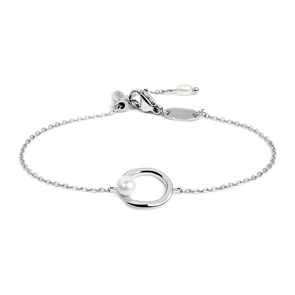 Bracciale Marlù maglia rolò centrale forma organica con perla