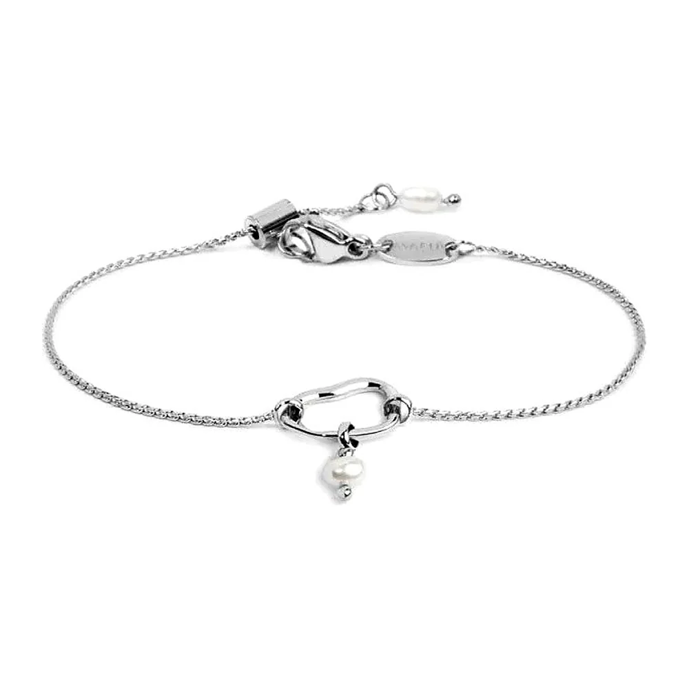 Bracciale Marlù maglia serpentina centrale forma organica con perla