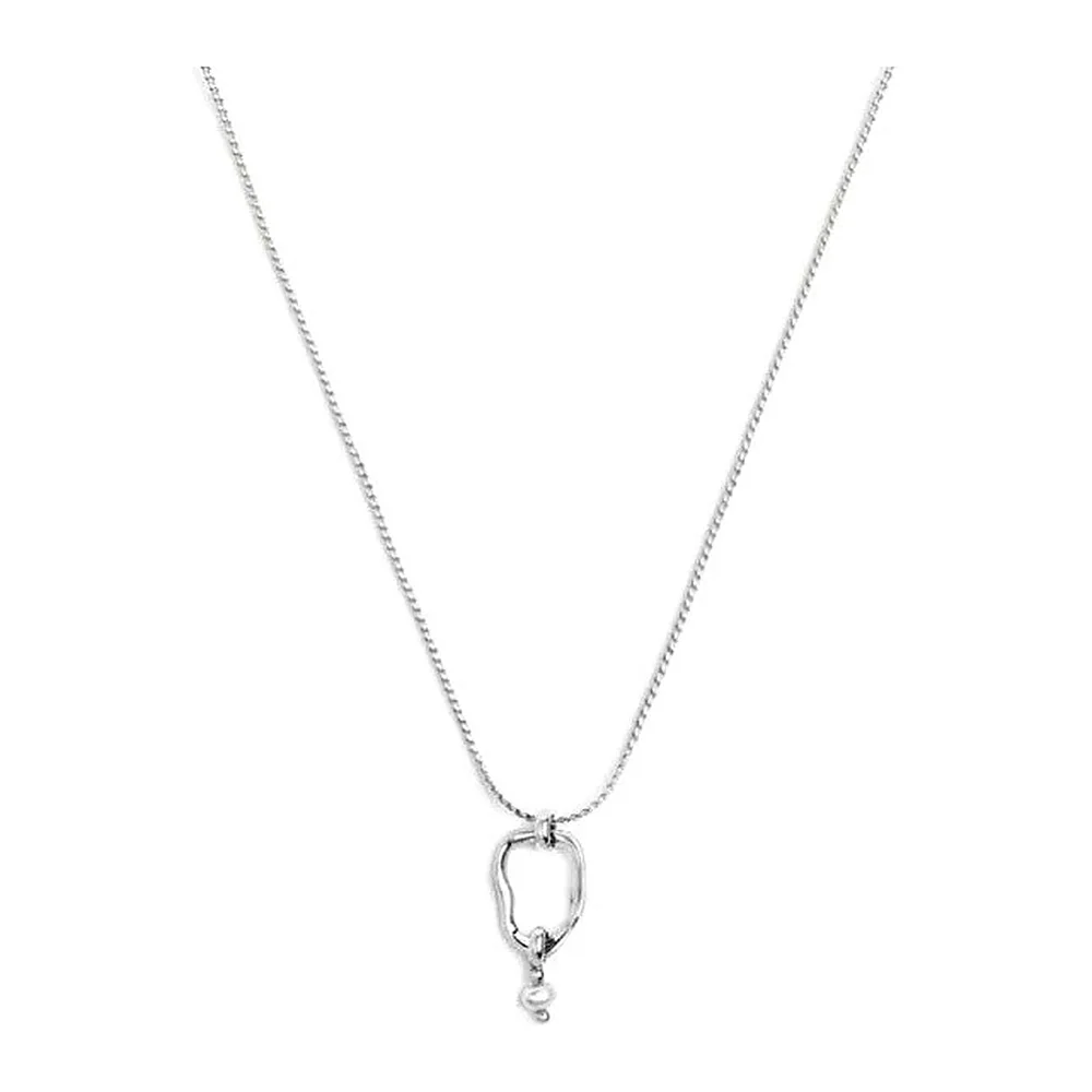 Girocollo Marlù maglia serpentina centrale forma organica con perla