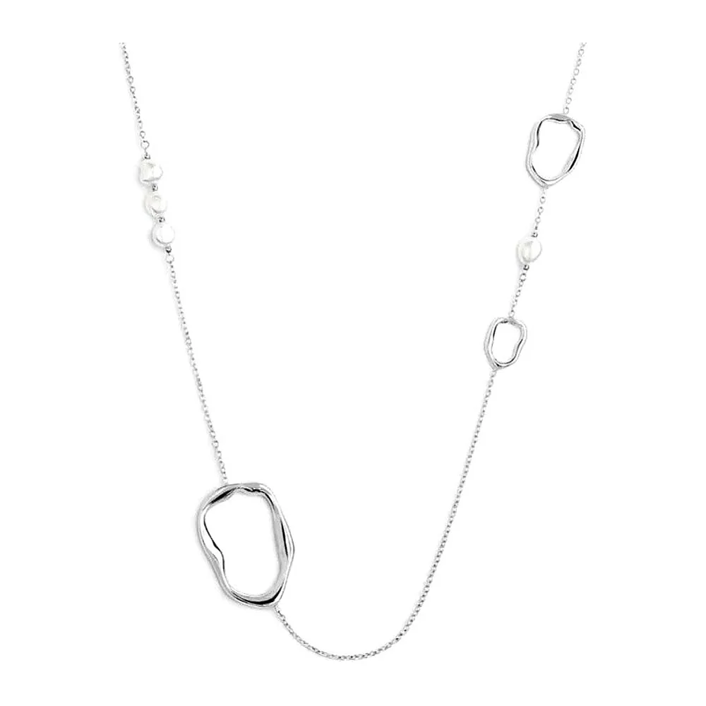 Collana Marlù maglia rolò elementi forma organica con perle