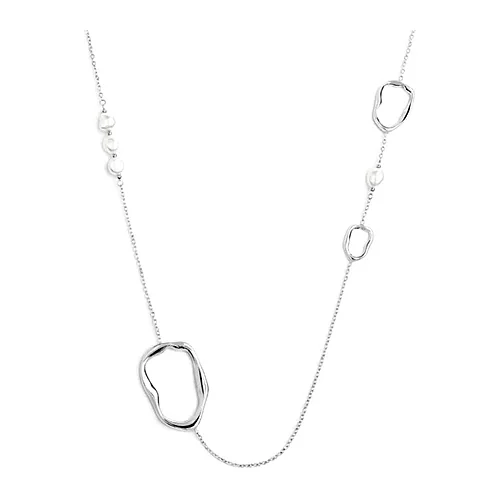 Collana Marlù maglia rolò elementi forma organica con perle