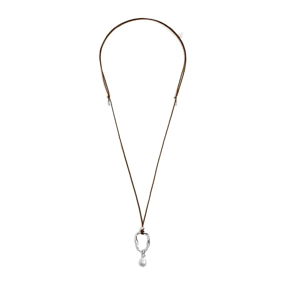 Collana Marlù cordino centrale forma organica con perla — foto 2